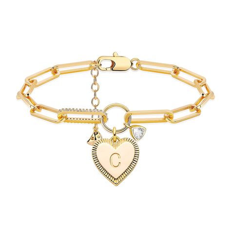 PRICES MAY VARY. ✦MEASUREMENTS✦ The Heart Initial Bracelet Is 6.5" - 7.6" Chain Long,Adjustable. And Secured Perfectly with The Standard Lobster Clasp. ✦QUALITY & ALLERGY✦ Metal Brass Based Encapsulated With 8 Layers of 40% 18k Gold.100% Lead And Nickel Free And All Hypoallergenic! There Is Minimal Risk of Causing An Allergic Reaction And They Make A Great Alternative For Those With Sensitive Skin But Don’T Like The Price Tag on Solid Gold. ✦APPLICABLE OCCASIONS✦ Our Dainty Initial Heart Bracele Letter Charm Bracelet, Paperclip Bracelet, Bracelet Initial, Bracelet Dainty, Letter Charm, Gold Charm Bracelet, Initial Bracelet, Gold Initial, Letter Charms