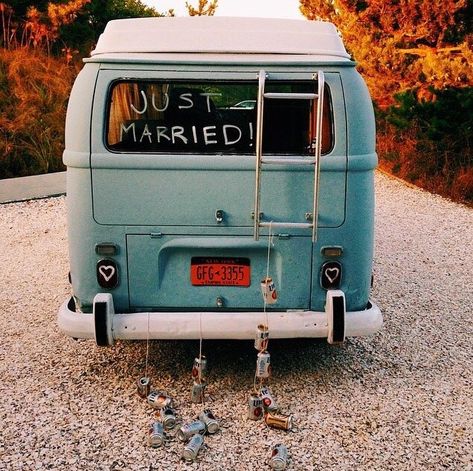 Formal Garden Party Wedding, Vw Bus Wedding, Formal Garden Party, Vintage Volkswagen Bus, Black Limousine, Stone Fox Bride, Getaway Wedding, Just Married Car, Stone Fox