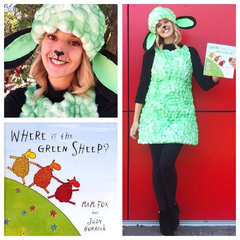 DIY Book Week Costume Ideas - Where is the green Sheep? Bookweek Costumes For Teachers, Where Is The Green Sheep, Book Week Costume Ideas, Easy Book Week Costumes, Easy Kids Costumes, Sheep Costumes, Teacher Halloween Costumes, Book Costumes, Wonderful Wizard Of Oz