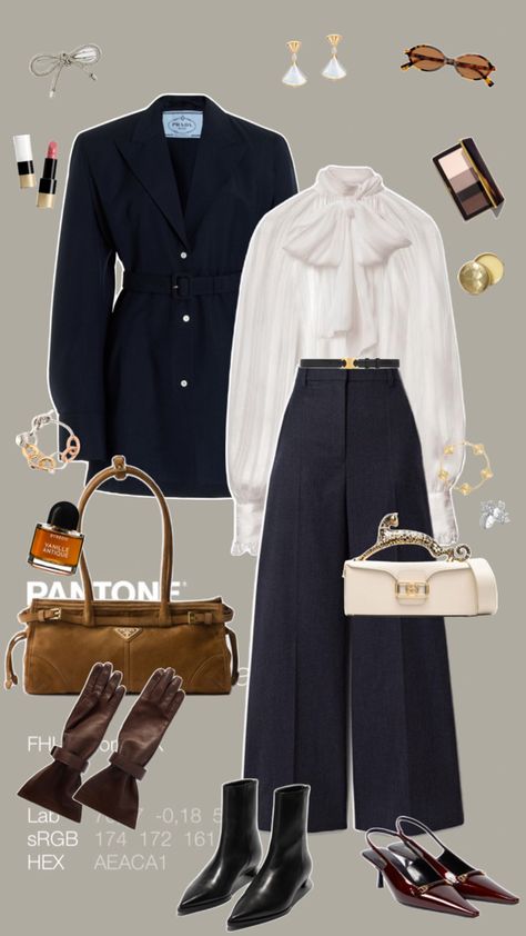 #trendyoutfit #fashioninspo #fashionoutfits #fashionoutfits2024  #trends2024 #trends2024outfit #outfitinspo #styleinspo #outfitideas  #pussycatbowblouseoutfit #darkbluecosrumeoutfit #fallcostumeoutfit #pradasuedebagoutfit Bow Blouse Outfit, Costume Pants, Blue Costume, Fall Blue, Blouse With Bow, Blue Costumes, Devil Wears Prada, Bow Blouse, Blouse Outfit