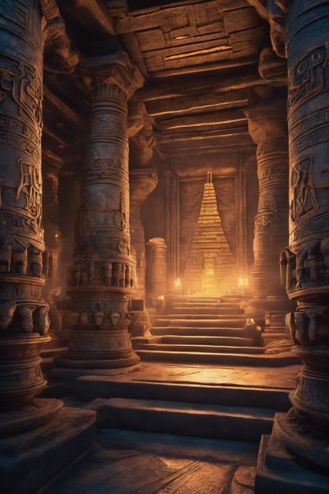 Sacred Temple Exploration Check more: https://paintlyx.com/sacred-temple-exploration/ Underground Temple Concept Art, Desert Temple Interior, Ancient Jedi Temple, Ancient Temple Aesthetic, Ethereal Temple, African Temple, Temple Priestess, Magic Temple, Fantasy Temple