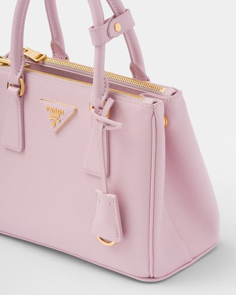 Alabaster Pink Small Prada Galleria Saffiano leather bag | Prada Pink Prada Bag, Prada Bag Saffiano, Prada Galleria Bag, Pink Prada, Metal Lettering, Prada Galleria, Leather Key Ring, Beige Bag, Luxury Purses