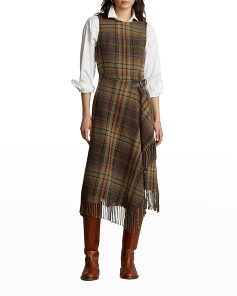 Plaid Jumper, Ladies Day Dresses, Ralph Lauren Plaid, Casual Day Dresses, Boutique Collection, Weekly Outfits, Jewel Neckline, Fashion Wishlist, Ralph Lauren Dress