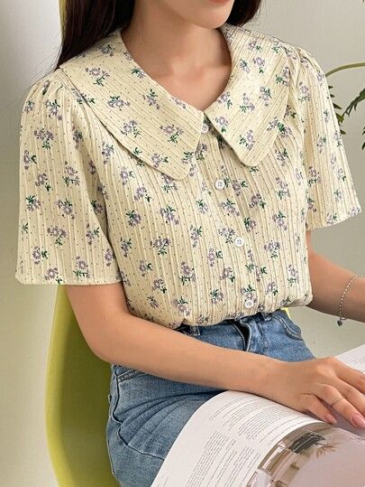 Blouse Casual Fashion, Women Shirt Top, Puff Sleeve Shirt, Short Blouses, Western Wear For Women, Puff Sleeve Blouse, Look Vintage, Blouse Outfit, Casual Style Outfits