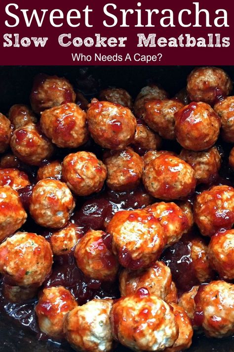 Honey Sriracha Meatballs Crockpot, Sriracha Meatballs Crockpot, Oven Casserole Recipes, Sriracha Meatballs, Saturday Night Dinner, Meatball Recipes Crockpot, Slow Cooker Appetizers, Turkey Meatball, Fall Goodies