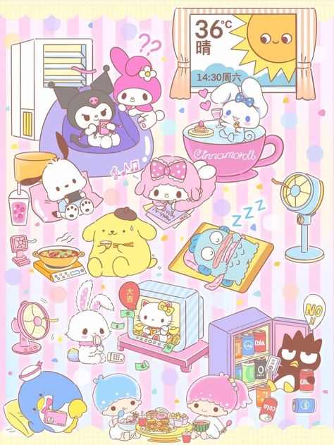 Thumbnail Backgrounds, Sanrio Pics, Sanrio Art, Tokyo Kawaii, Hello Kitty Videos, Lomo Card, Hello Kitty Characters, Hello Kitty Art, Sanrio Wallpaper