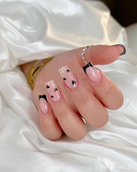 Beauty Hacks Nails, Gel Nail Art Designs, Blush Nails, Nail Art Designs Diy, Pretty Nail Art Designs, Short Square Acrylic Nails, Black Nail Designs, Black Nail, Pink Acrylic Nails