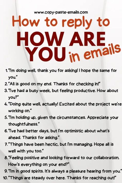 Replying To Work Emails, Reply To How Are You, How To Reply How Are You, How To Respond To Emails Like A Boss, How Are You Response, How To Email Professionally, How Are You Replies In English, How To Say How Are You, How To Write An Email