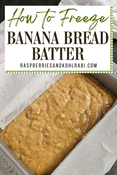 Learn how to preserve your beloved banana bread batter with this easy guide on how to freeze banana bread batter. Whip up a batch of your favorite recipe, portion it into freezer-friendly containers, and pop them in the freezer. Now you can have fresh-baked banana bread anytime by simply thawing the batter, pouring it into a loaf pan, and baking to perfection. Enjoy the convenience of having homemade banana bread ready to enjoy whenever the craving strikes! Freezing Banana Bread, Can You Freeze Banana Bread, Freeze Banana Bread, Fufilling Food, Frozen Blueberry Pie, Freezing Zucchini, Banana Bread Loaf, Freezing Food, Homemade Banana Bread