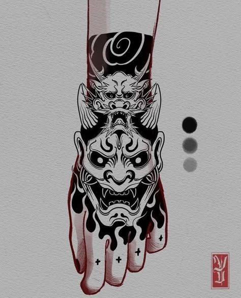 Neck Tattoo For Guys Japanese, Yakuza Tattoo Design Japanese Style, Naruto Hand Tattoo, Japanese Neck Tattoo Men, Tengu Tattoo, Japanese Traditional Tattoo, Japanese Hand Tattoos, Tattoo Main, Gothic Japanese