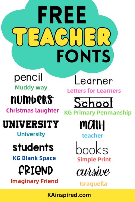 Back To School Creative Ideas, Teacher Fonts Dafont, Cricut Projects Teacher, Teacher Cricut Projects, Free Cricut Fonts, Free Teacher Fonts, Fonts For Teachers, Font Duos, Cricut Teacher