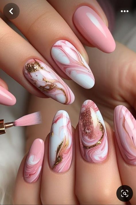 Marbal Art Nail Pink, Constellation Nail Art, Classy Spring Nails, Nailart Ideas, New Years Eve Nails, Amazing Nails, Spring Nail Designs, Brighter Days, Pink Nail Art