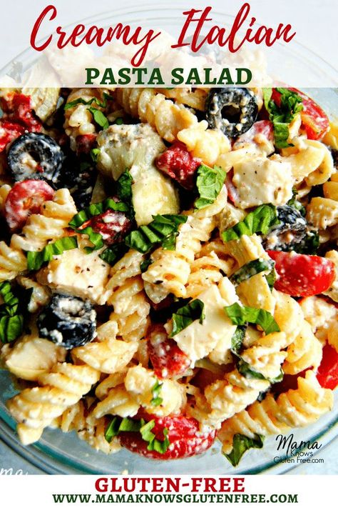 Creamy Italian Pasta, Homemade Creamy Italian Dressing, Creamy Italian Pasta Salad, Creamy Italian Dressing, Gluten Free Pasta Salad, Salad Homemade, Italian Recipes Appetizers, Crockpot Pasta Recipes, Pasta Casserole Recipes