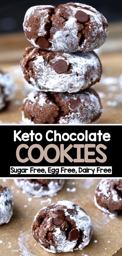 How to make the best keto chocolate cookies that are sugar free and egg free, made with almond flour #keto #ketorecipe #recipe #ketocookies #chocolate #sugarfree #ketodessert #lowcarb #dessert Keto Chocolate Cookies, Lazy Keto Meals, Galletas Keto, Chocolate Cookie Recipe, Quick Keto Meals, Chocolate Fudge Cookies, Healthy Chocolate Recipes, Keto Cookie Recipes, Free Keto Meal Plan