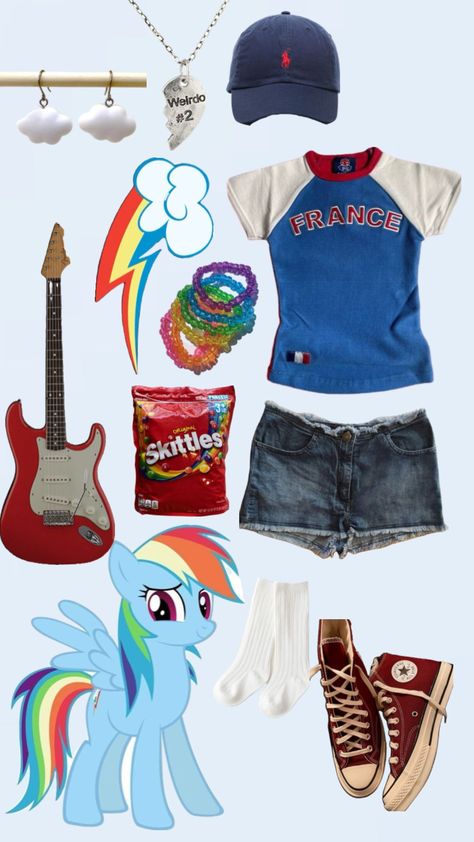 #outfitinspo #rainbowdash #rainbowdashoutfits #mlp #mylittle pony Rainbow Dash Halloween Costume, Rainbow Dash Costume, Mlp Cosplay, Tropical Outfits, Bape Outfits, Hello Kitty Printables, My Little Pony Poster, Pretty Halloween Costumes, Holloween Costume