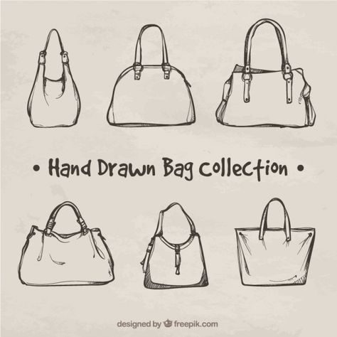 Fantastic collection of hand-drawn bags ... | Free Vector #Freepik #freevector #vintage #hand #fashion #shopping Fashion Sketches, Croquis, Fashion Coloring Book, Bag Illustration, Model Sketch, Drawing Bag, Girls Handbags, Book Girl, Cosmetic Bags