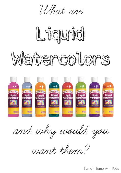 What are Liquid Watercolors and Why Would You Want Them? from Fun at Home with Kids Home With Kids, Liquid Watercolor, Preschool Arts And Crafts, Kindergarten Ideas, Watercolor Projects, Kid Craft, Homeschool Art, 1st Year, Game Ideas