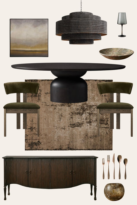 dark and moody dining room inspiration with dark furniture, warm hues, and a black chandelier for your next dining room makeover inspiration Moody Dining Room, Dining Room Makeover, Dining Room Inspiration, Beautiful Furniture, Glass House, Dining Room Decor, Room Inspiration, Dining Room, Room Decor