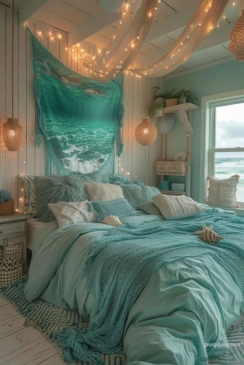 Ocean Room Decor, Beachy Room Decor, Beach Room Decor, Ocean Room, Summer Bedroom, Beachy Room, Coastal Room, Cozy Room Decor, Redecorate Bedroom