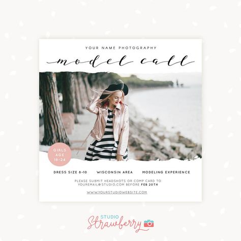 Model Call Template Photographer Model Call Template, Photographer Marketing, Casting Call, Model Call, Free Photography, Photography 101, Marketing Template, Model Photography, Senior Photography