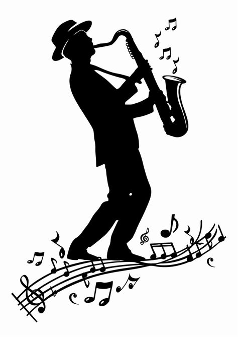 Black And White Silhouette, Musical Notes, Music Wallpaper, Jazz Music, Musical, Clip Art, Black And White, Music, White