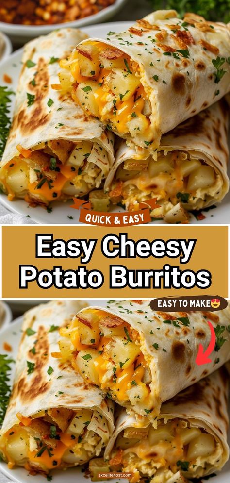 Cheesy Potato Burritos, Cheesy Potato Burrito, Potato Burrito Recipe, Potato Burritos, Potato Burrito, Freezer Burritos, Burrito Recipes, Florida Food, Cheesy Potato