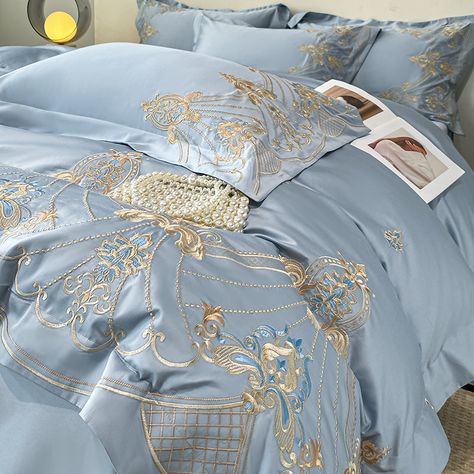 Complement your regal decor with items for everyday use. The Yedwo bedding set blends in beautifully. The breathable pure Egyptian cotton fabric is extremely soft and durable, so it will not sag with extended use. The luxurious flowers embroidery is eye-catching on any occasion and will delight you time and time again. Material: 100% Egyptian cotton fabric + Luxury embroidery Material: Egyptian cotton Thread Count: 600TC SET CONTENTS: 4 Pieces Set includes: 1 x Duvet Cover, 1 x Bedsheet, 2 x Pillowcases SIZE CHART: Queen size- Duvet Cover 200 x 230 cm (79" x 91"), Flat Sheet 245 x 250 cm (96" x 98") or Fitted Sheet 160 x 200 x 25 cm (63" x 79" x 10"), Pillowcase 48 x 74 cm (19" x 30") King size- Duvet Cover 220 x 240 cm (87" x 94"), Flat Sheet 245 x 270 cm (96" x 106") or Fitted Sheet 180 Luxury Embroidery, Egyptian Cotton Duvet Cover, Grey Duvet, Cotton Bedding Set, Gray Duvet Cover, New Bedding, Egyptian Cotton Bedding, Luxury Bedding Set, Cotton Bedding Sets