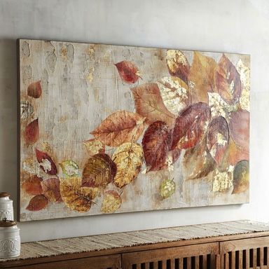 Hand Painted Wall Art, Soyut Sanat Tabloları, Hand Painted Walls, Leaf Wall Art, Leaf Art, Inspirational Wall Art, Pier 1, Diy Canvas Art, Autumn Inspiration