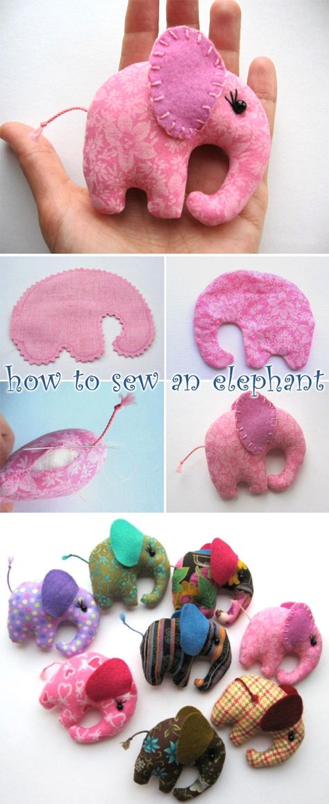 Labor Day Crafts, Felt Brooches, Sewing Soft Toys, Sewing Crochet, Soft Toy Patterns, Elephant Toy, Sewing Stuffed Animals, Fabric Toys, Elephant Pattern