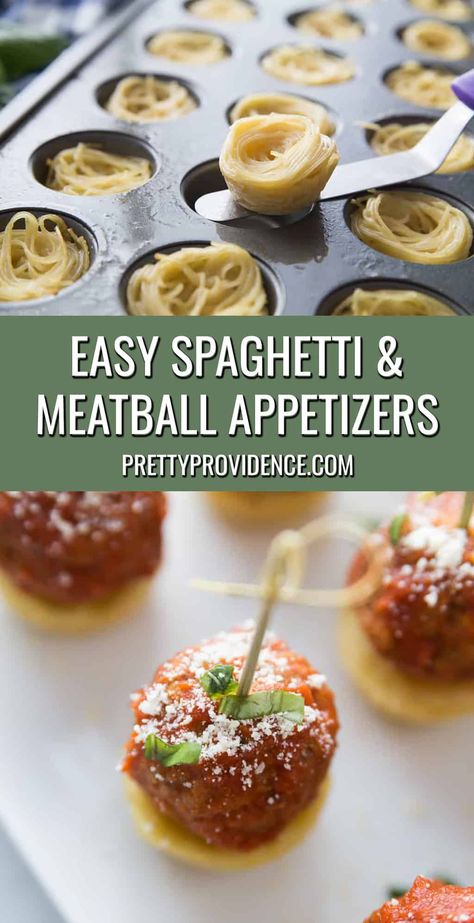 You will love these easy spaghetti and Italian meatball appetizers! They're the perfect pasta appetizers for Thanksgiving, Christmas, book club or game day parties! Appetizers For Thanksgiving, Chocolate Appetizers, Meatball Appetizers, Pasta Appetizers, Winter Appetizers, Gourmet Appetizers, Italian Meatball, Spicy Appetizers, Mini Appetizers