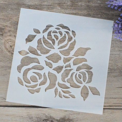 Pola Stensil, Wall Stencils Diy, Stencil Patterns Templates, Rose Stencil, Stencil Wall, Wall Stencil Patterns, Fabric Paint Diy, Geometric Stencil, Stencil Fabric