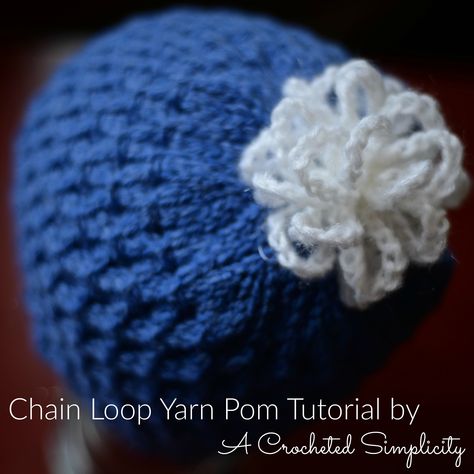 Crochet Pompom, Crochet Headband Tutorial, Headband Tutorial, How To Make A Pom Pom, Crocheted Hat, Crochet Chain, Crochet Cap, Finger Knitting, Chain Loop