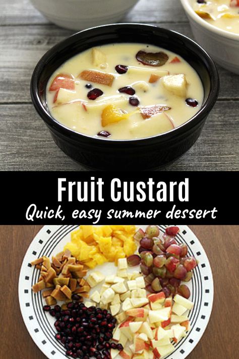 Custard Fruit Salad, Fruit Pudding Recipes, Fruit Custard Recipe, How To Make Custard, Punjabi Recipes, Fruit Custard, Diwali Recipes, Diwali Snacks, Fruit Pudding