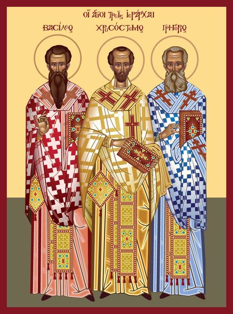 The Three Holy Hierarchs, Saints Basil, John Chrysostomos, and Gregory Greek Orthodox Christian, Angel Icon, Christian Iconography, Kalki Avatar, St Basil's, Eastern Orthodox, Orthodox Christianity, Greek Orthodox, Orthodox Icons