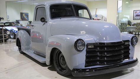 This restomod truck couldn’t possibly be any sleeker. Restomod Truck, Diy Truck Mods, 1949 Chevy Truck, 1954 Chevy Truck, Chevy Vehicles, Redesign Ideas, American Pickup Trucks, Custom Lifted Trucks, Lowrider Trucks