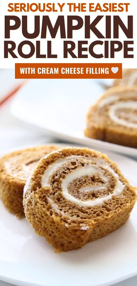 This easy pumpkin roll recipe with cream cheese filling is the only one you’ll ever make from now on. The perfect Libby’s pumpkin roll recipe is simpler than you think and will be an instant family favorite! Homemade Pumpkin Roll Recipe, Pumpkin Filling Recipes Canned, Pumpkin Roll With Cream Cheese Filling Easy, Pumpkin Log Recipe, Canned Pumpkin Recipes Easy, Simple Thanksgiving Desserts, Homemade Pumpkin Roll, Easy Thanksgiving Desserts Recipes, Easy Pumpkin Roll Recipe