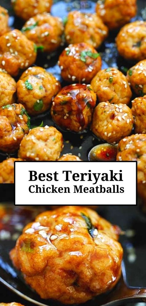 Teriyaki Chicken Meatballs, Ground Chicken Meatballs, Garlic Meatballs, Japanese Diet, Chicken Meatball Recipes, Moist Chicken, Appetizer Meatballs, Ground Chicken Recipes, Chicken Meatballs