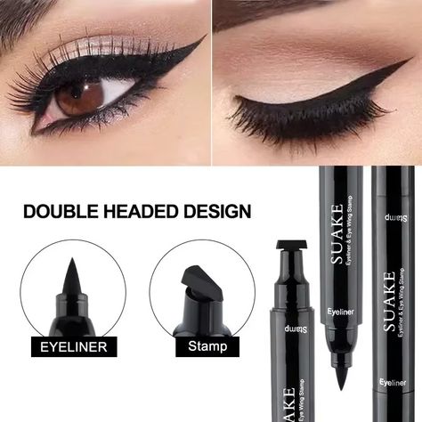 2 In1 Stamp Liquid Eyeliner Pencil Water Proof Fast Dry Double-ended Black Seal Eye Liner Pen Make Up for Women Cosmetics - AliExpress Double Eyeliner, Double Liner, Crayon Eyeliner, Eyeliner Stamp, Eyeliner Shapes, Waterproof Eyeliner Pencil, Eye Makeup Tools, Charming Eyes, Wholesale Makeup