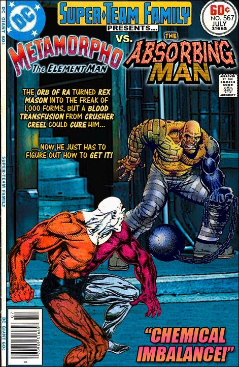 Super-Team Family: The Lost Issues!: Metamorpho Vs. The Absorbing Man Dc Comics Vs Marvel, Marvel And Dc Crossover, Absorbing Man, Gil Scott Heron, The Creeper, Family Presents, Full Frontal, Marvel Vs Dc, Classic Comics