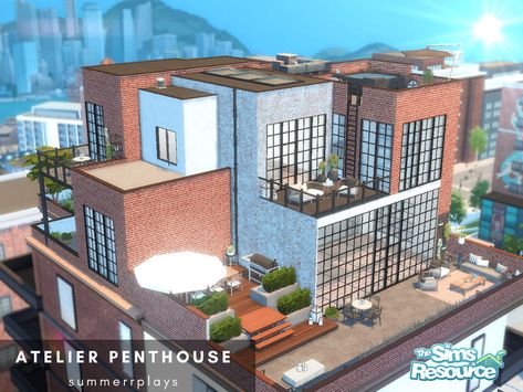 San Myshuno Penthouse, Sims Freeplay Penthouse, Sims 4 San Myshuno, Penthouse Sims 4, Bedroom Pool, San Myshuno, Sims Houses, Artist House, Arts District