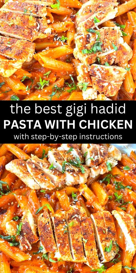 Vodka Pasta With Chicken, Vodka Sauce Pasta Recipe, Spicy Vodka Pasta Recipe, Vodka Pasta Recipe, Spicy Vodka Sauce, Spicy Vodka Pasta, Gigi Hadid Pasta, Hadid Pasta, Spicy Chicken Pasta