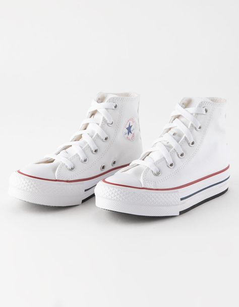 Preppy Shoes Sneakers, White Chuck Taylor Converse, Platform Converse Tops, White Converse High Tops Platform, Cute Converse Shoes Platform, Preppy Converse Shoes, White Converse Platform High Tops, Cute Shoes Womens, Shoes For Middle Schoolers