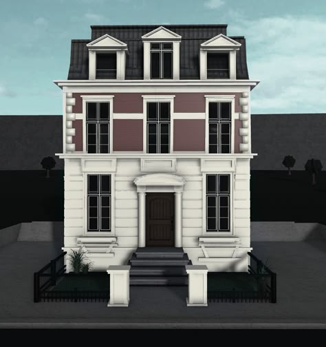 Bloxburg Nyc, Bloxburg City Ideas, Bloxburg Town Ideas, Cottage Core Bloxburg House, Bloxburg House Layouts, Winter House Exterior, Bloxburg City, Nyc House, Bloxburg Exterior