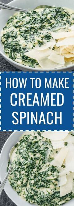 Easy creamed spinach: Enjoy this delicious and easy side dish of cheesy creamed spinach. thanksgiving / side / fresh / keto / low carb / diet / atkins / induction / meals / recipes / easy / dinner / lunch / foods / healthy / gluten free / paleo / boston market / steakhouse / best / cheesy / parmesan / quick / skinny / light / dip / simple / stovetop / classic / southern / garlic / for two / make ahead / how to make / heavy #thanksgiving #healthy #lowcarb #recipes Easy Creamed Spinach, Spinach Side Dish, Atkins Induction, Lunch Foods, Talladega Nights, Spinach Recipe, Quick Diet, Recipes Easy Dinner, Low Carb Salad