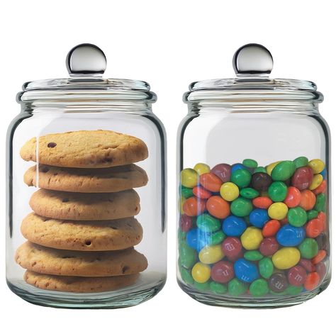 PRICES MAY VARY. 𝐏𝐑𝐄𝐌𝐈𝐔𝐌 𝐁𝐏𝐀-𝐅𝐑𝐄𝐄 𝐆𝐋𝐀𝐒𝐒: These cookie jars are made from durable, high-grade glass that is both BPA-free and crack resitant, offering a safe and long-lasting storage solution for your kitchen essentials. 𝐌𝐔𝐋𝐓𝐈-𝐏𝐔𝐑𝐏𝐎𝐒𝐄 𝐒𝐓𝐎𝐑𝐀𝐆𝐄: Perfect for organizing your kitchen or office, these stylish glass jars can store everything from cookies and snacks to coffee, pasta, spices and candies, jazzing up your space with our jazzy jars. 𝐂𝐎𝐍𝐕𝐄𝐍𝐈𝐄𝐍𝐓 Jars Organization, Canisters For Kitchen, Glass Cookie Jars, Dog Treat Jar, Countertop Storage, Kitchen Jars, Clear Jars, Treat Jars, Kitchen Canisters