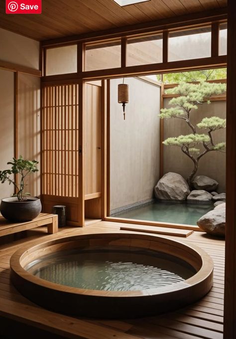 Japanese Bathrooms, Interior Japandi, Japanese Bath House, Japanese Bathroom Design, Japanese Inspired Home, Japanese Spa, Minimalist Homes, Japanese Bathroom, Japanese Home Design