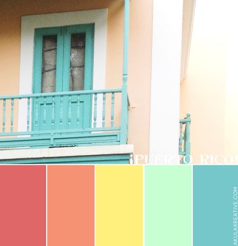 puerto_rico_color_palette Puerto Rico Color Palette, Tropical Paint Colors, Key West Colors, Key West Decor, Beach House Colors, Bright Palette, Key West Style, Paint Inspiration, Coastal Colors