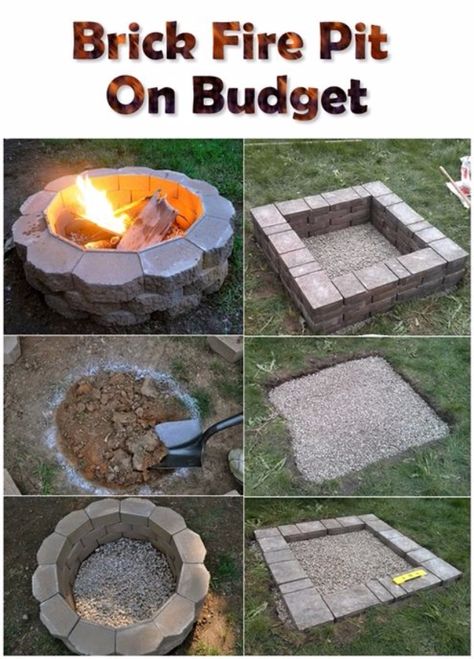 DIY Fireplace Ideas - Brick Firepit On A Budget - Do It Yourself Firepit Projects and Fireplaces for Your Yard, Patio, Porch and Home. Outdoor Fire Pit Tutorials for Backyard with Easy Step by Step Tutorials - Cool DIY Projects for Men and Women http://diyjoy.com/diy-fireplace-ideas Diy Outdoor Fireplace, Brick Fire Pit, Diy Projects For Men, Yard Project, Diy Fire Pit, Diy Fireplace, Backyard Fire, Diy Pergola, Fireplace Ideas