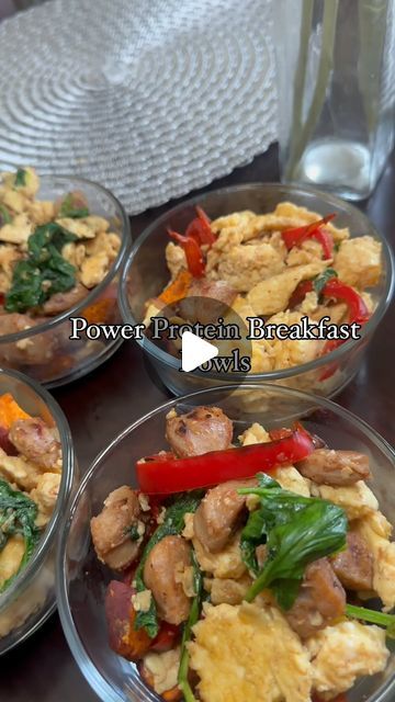 SAMMI ADAM🇭🇹 on Instagram: "Recipe ⬇️⬇️

Perfect way you start your day! Simple meal prep and about 20g of protein each serving 😋
Protein Power Breakfast Bowl 
Recipe:
Serves 4
8 eggs 
1 cup egg whites
 1 pack Chicken Sausage (4 links)
2 Sweet Potatoes 
Veggies of Choice; I went with Spinach, Red Peppers and mushrooms
Season everything to taste!
Always prioritize the oil you cook with. My preferred oil is avocado oil due to the high smoke point and it contains zero cholesterol and no trans-fats! 

.
•
•
•
•
•
•
 #healthymealprep #breakfastbowl #recipereel orlandopersonaltrainer #proteinrecipes" Meal Prep Breakfast No Egg, Breakfast Bowls Healthy, Breakfast Meal Prep Ideas, Meal Prep Breakfast Ideas, Power Breakfast, Breakfast Bowls Recipe, Egg Bowl, High Protein Meal Prep, Sweet Potato Breakfast