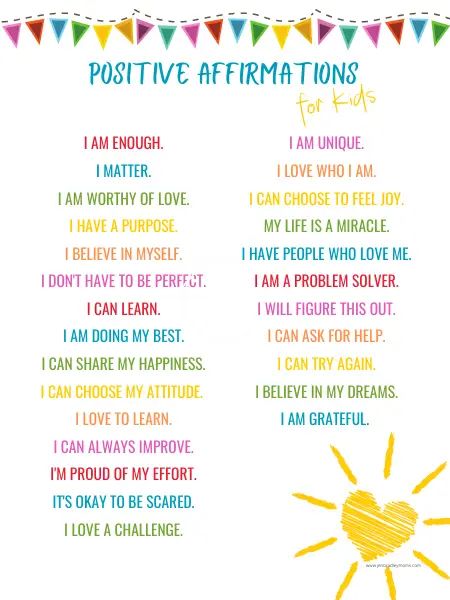 Check out this awesome list of 150 positive affirmations for kids, and download the free positive affirmations for kids printable too! #positiveaffirmationsforkids #positiveaffirmations #positiveaffirmationsforkidsprintable #positiveaffirmationsforboys #positiveaffirmationsdaughters Affirmations For The Classroom, Positive Affirmation For Teachers, 1st Grade Affirmations, Children Affirmations For Kids, Words Of Affirmation For Students, Kids Words Of Affirmation, Affirmation Words List, Affirmations For Kids Before School, Positive Affirmations For Kids Printable